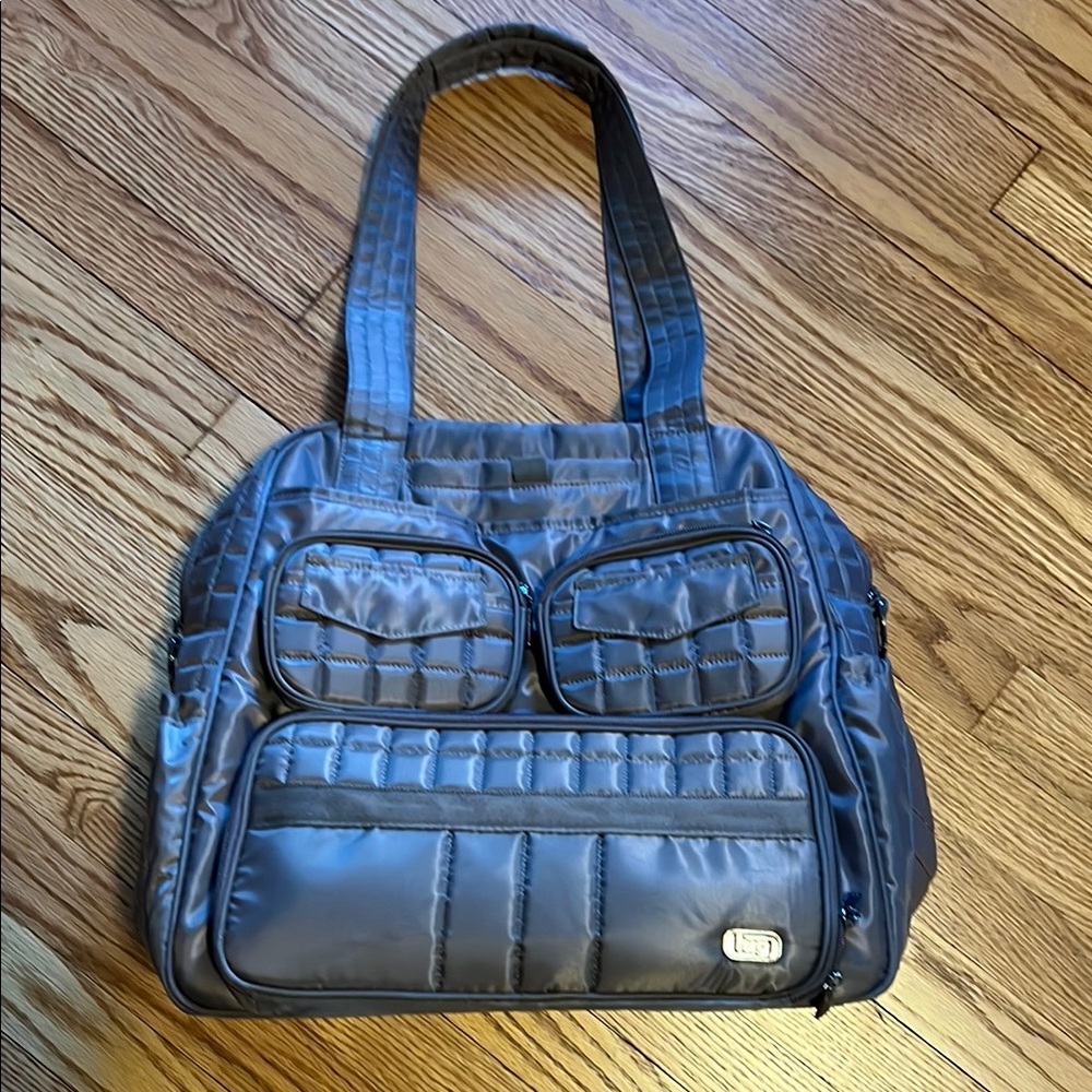 EUC Lug Puddle Jumper Tote Travel Bag Grey Taupe Barely Used & Clean!